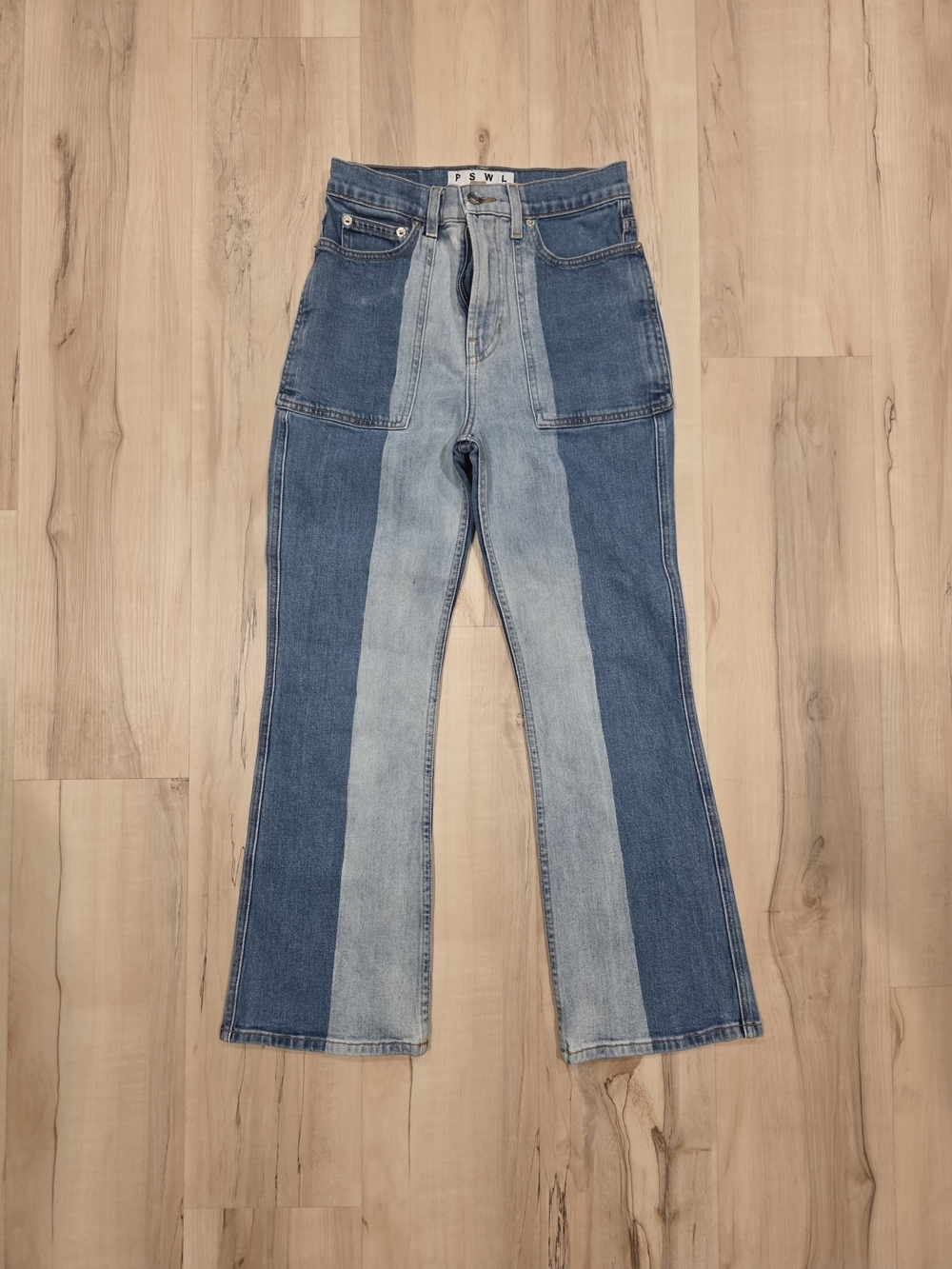 Proenza Schouler Two-Tone Blue Wide Leg Jeans